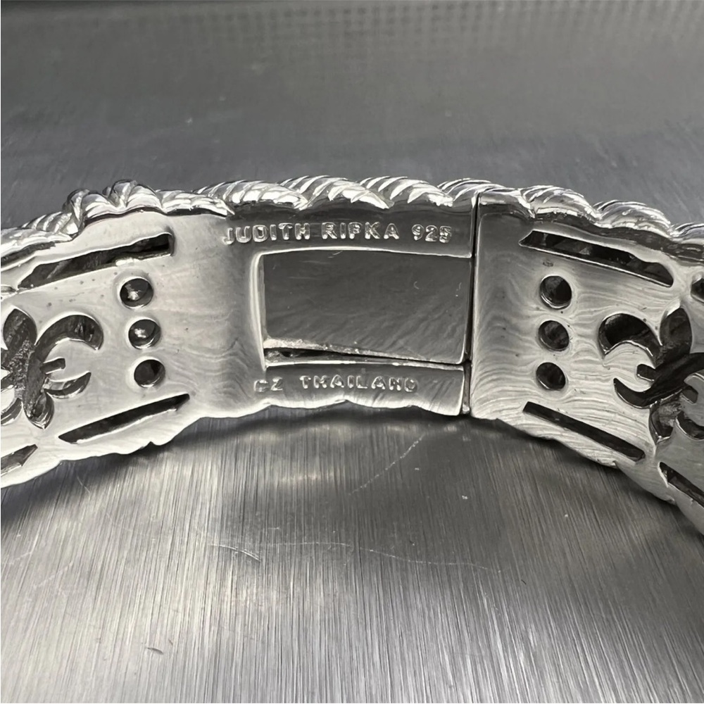 Judith Ripka Solid Sterling Silver Hinged Bangle - image 8